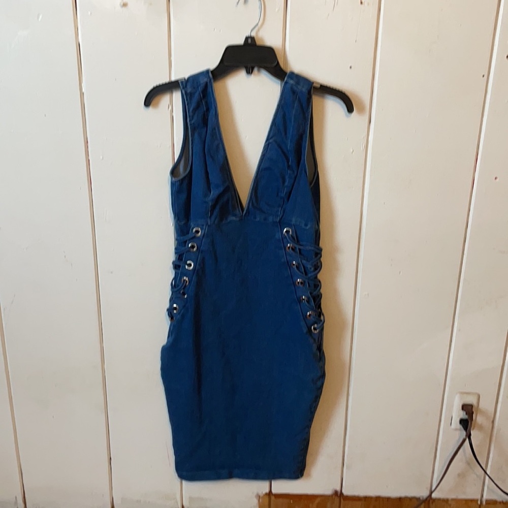 V-cut Denim bodycon dress